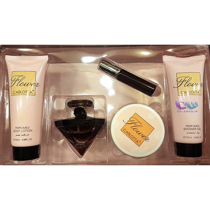 گیفت ست Carlotta Flower ست هدیه 5 تکه ساخت کشور چینمشابه رایحه لنکوم لانوییت ترزور Lancôme la nuit tresor